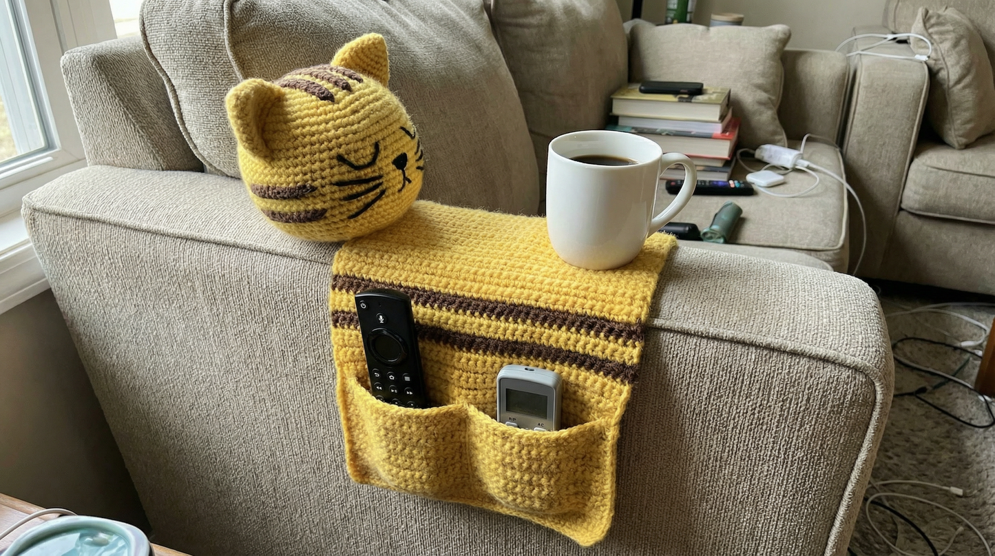 The Cozy Cat: Crochet Sofa Organizer - PDF Pattern