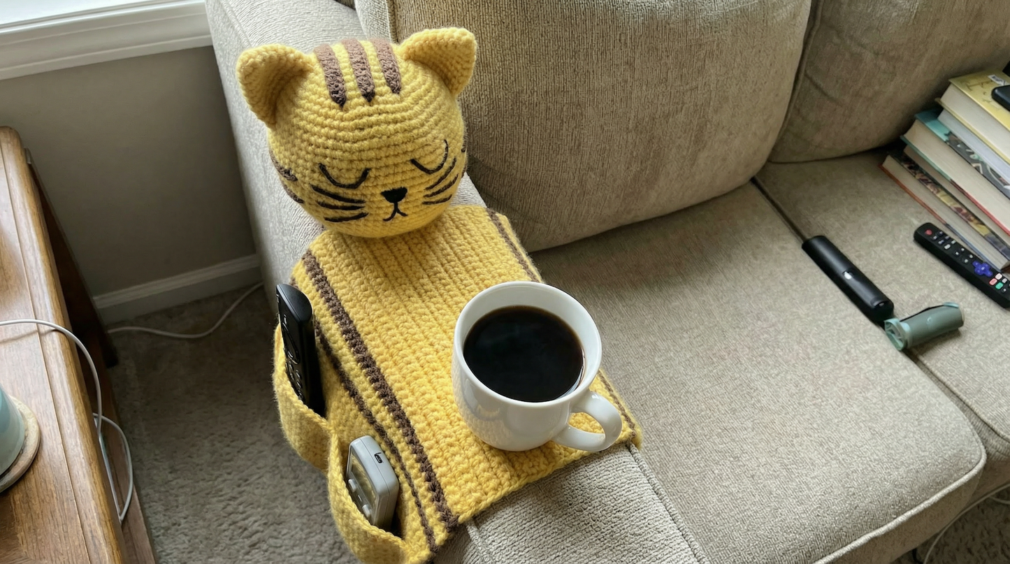 The Cozy Cat: Crochet Sofa Organizer - PDF Pattern