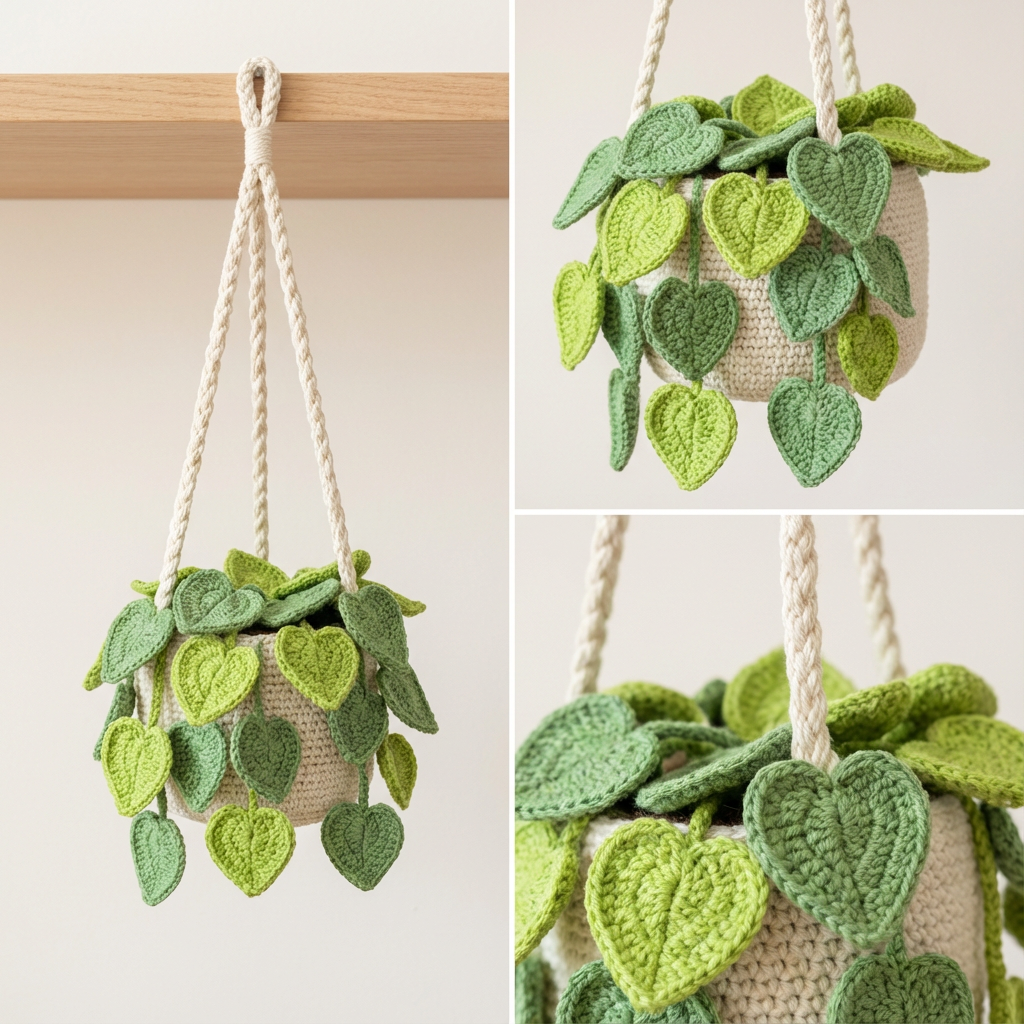 Crochet Hanging Plants Pattern Bundle - 5 Realistic Succulents & Flowers (Digital Download)